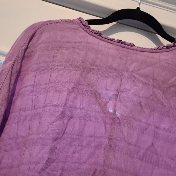 Flowy peplum blouson sleeve blouse - Picture 3 of 5